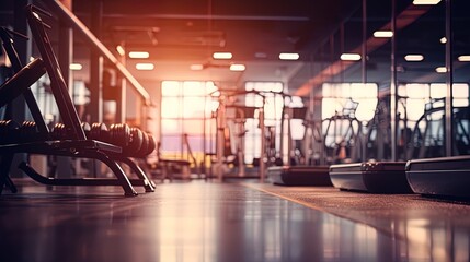 Gym with a blur effect. Picture for background - obrazy, fototapety, plakaty