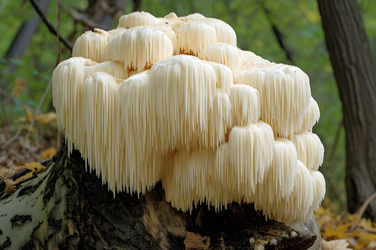 Majestätischer Stachelbart: Nahaufnahme eines Hericiaceae Pilzes mit beeindruckender Struktur und natürlicher Schönheit.