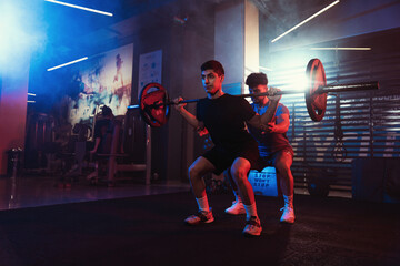 Guided Squat Training in Dynamic Gym Lighting