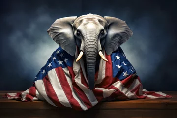 Foto op Aluminium The US election 2024 - an elephant wrapped in the US flag - symbol of the Republican Party (generative AI) © Nevio