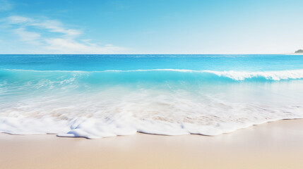 Fototapeta na wymiar Beautiful sandy beach and blue ocean waves