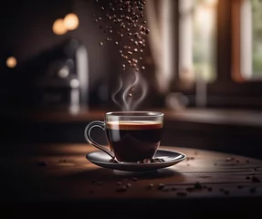  Tasse à café et grains de café © Strikker