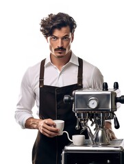 Skilled Male Barista Crafting Coffee, AI Generated