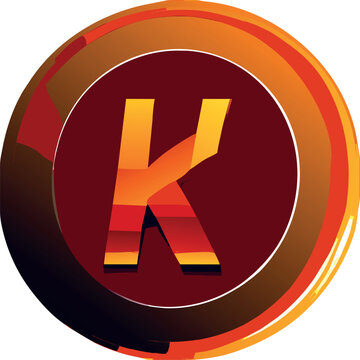 inicial de la letra k juntas para un logo encerado en un circulo con fondo transparente, icon