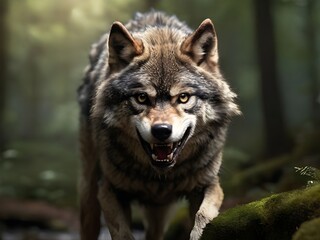 Naklejka na ściany i meble Wolf in Wald