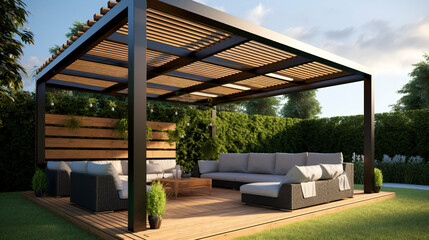 A fashionable and modern outdoor structure designed - obrazy, fototapety, plakaty
