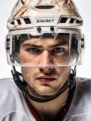 Agile Male Ice Hockey Player on Ice, AI Generated