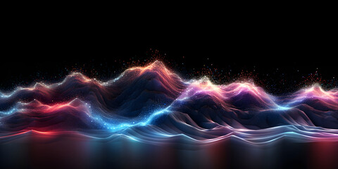 colorful background with abstract waves. 3d rendering. glowing in the ultraviolet spectrum, curved neon lines and waves