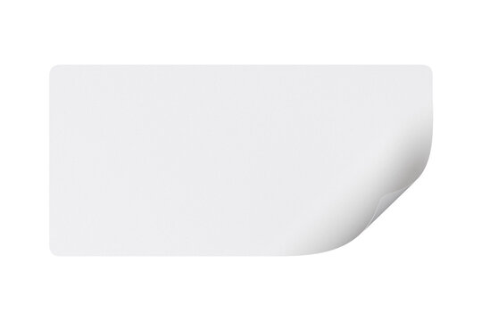 White rectangle sticker badge with bend corner