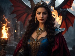 A girl with a little dragon, Queen in the fantasy world