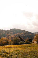 autumn house in the mountains
