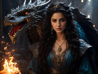 A girl with a little dragon, Queen in the fantasy world