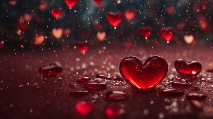 A heart of glittering sequins ignites against a bokeh of red lights, capturing the essence of Valentine's Day, Christmas, enchantment. Generative AI