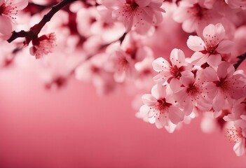 Cherry Blossom Branches Against a Gradient Pink Background