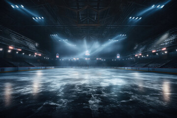 Hockey ice rink sport arena at the stadium sports complex - obrazy, fototapety, plakaty