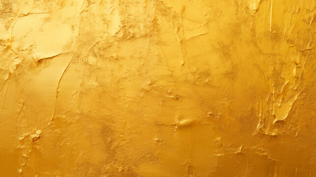 Mur vieux et abimé, dans les tons de couleurs jaune et doré. Usé, détérioré. Peinture. Fond et arrière-plan pour conception et création graphique.	