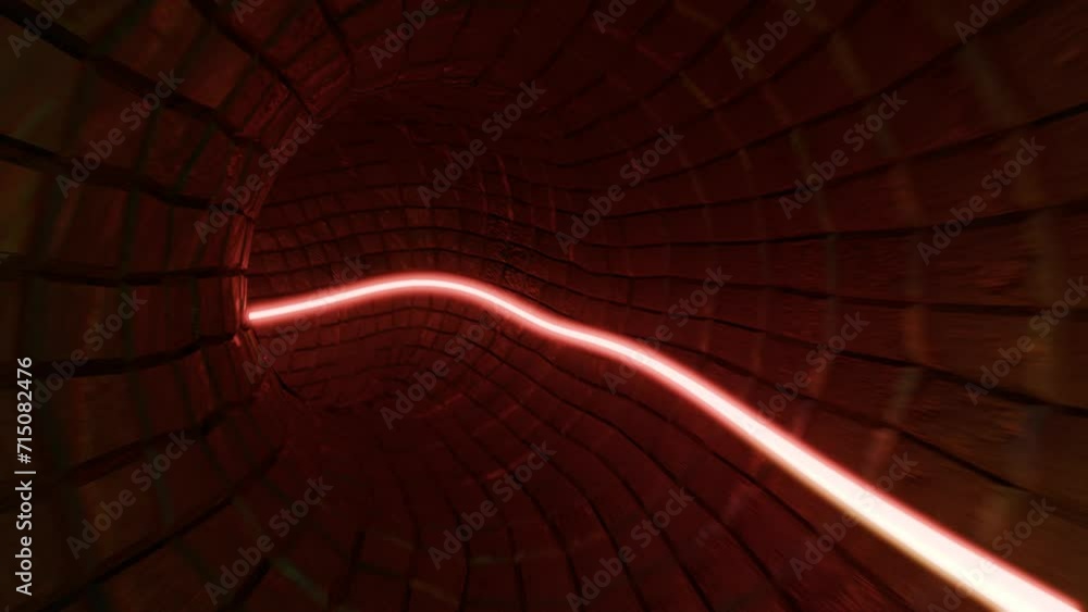 Poster colorful 3d animated render of a looping bricked tunnel. looping animation.