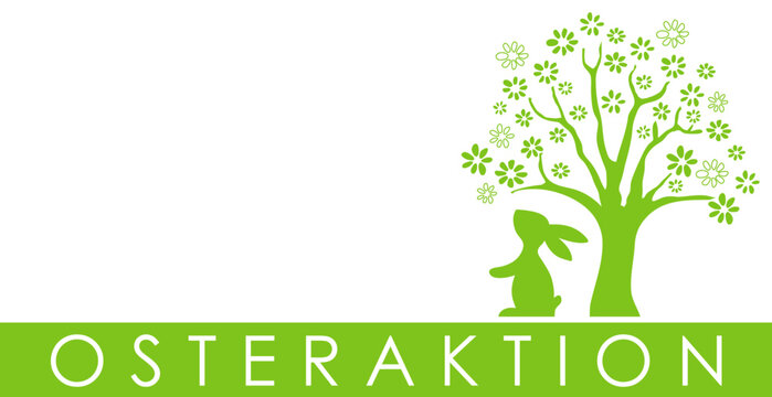Osteraktion, Hintergrund Banner für Marketing und Werbung für Aktion zu Ostern mit Hase im Gras, Vektor Illustration, deutscher Text