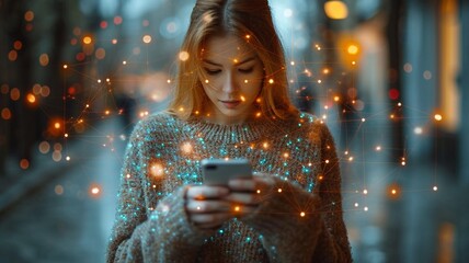 An email marketing image using a woman's hand and a smartphone with a smartphone icon Email marketing ideas using notifications, generative ai. - obrazy, fototapety, plakaty