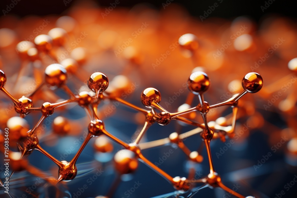 Aufkleber a close up of a structure made up of orange and white spheres and lines of varying sizes and shapes 