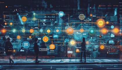 Document Evolution Timeline, Create a visual timeline showcasing the evolution of document management technologies over the years, AI - obrazy, fototapety, plakaty