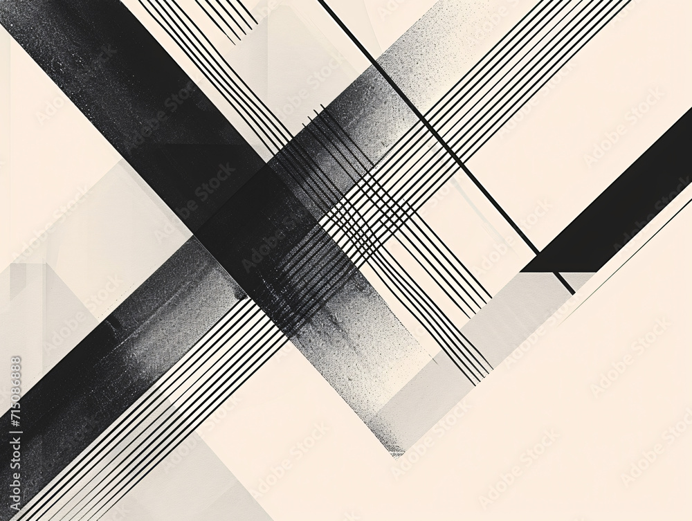 Poster black and beige abstract geometric composition. minimalist digital artwork with lines and textures. 