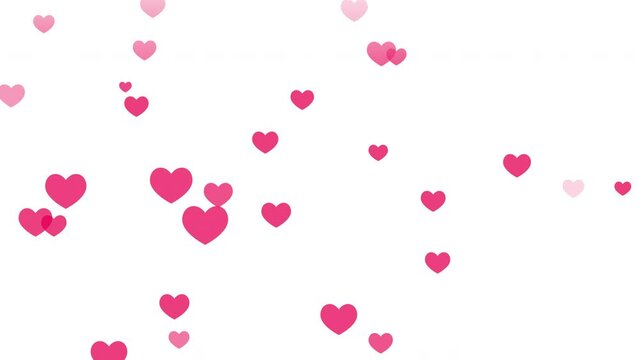 Flying hearts on white background. Valentine's day backdrop. 2d animation. 4k stock footage