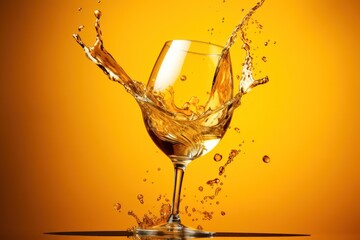  a glass of wine with a splash of water on the top of it and a splash of water on the bottom of the glass.