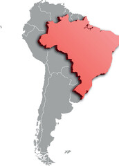 BRAZIL MAP 3D ISOMETRIC WITH SOUTH AMERICA MAP