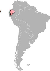 ECUADOR MAP 3D ISOMETRIC WITH SOUTH AMERICA MAP