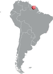 SURINAM MAP 3D ISOMETRIC WITH SOUTH AMERICA MAP