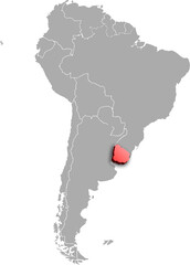 URUGUAY MAP 3D ISOMETRIC WITH SOUTH AMERICA MAP