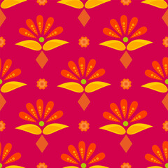 Abstract oriental floral elements repeating pattern in indian or mexican style