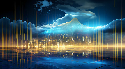 Fototapeta na wymiar Illuminated Cloudscape: The Convergence of Data and Design