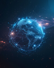 Global Data Exchange. Earth and digital connectivity network, abstract illustration of technology's reach