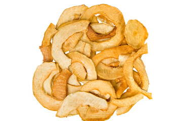 Dried melon chips isolated on white background. Dried melon chips.