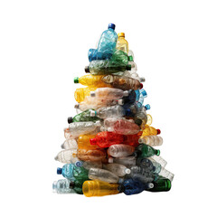 Plastic bottle pile for recycling, isolated on white or transparent background.