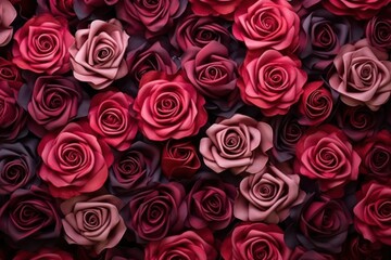  a bunch of red and pink roses are arranged in a pattern on a black background for a background or wallpaper.