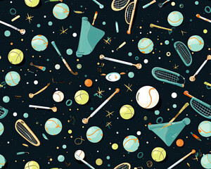 seamless pattern with sport equipment