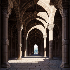 Fototapeta na wymiar Moorish palaces in Spain, arches whispering of sultans