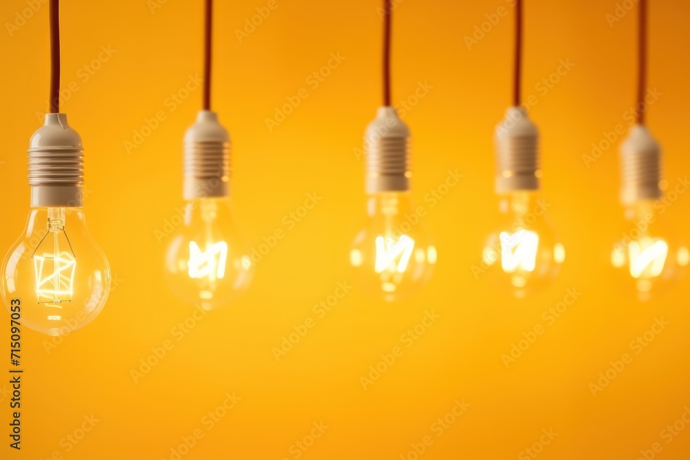 Aufkleber a row of light bulbs hanging from a line of lightbulbs on a yellow background with a diamond in the 