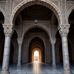 Fototapeta na wymiar Moorish palaces in Spain, arches whispering of sultans.