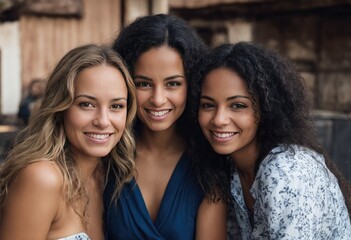 Portrait of Happy multiethnic people, young group of friends diversity Equity and belonging concept - obrazy, fototapety, plakaty