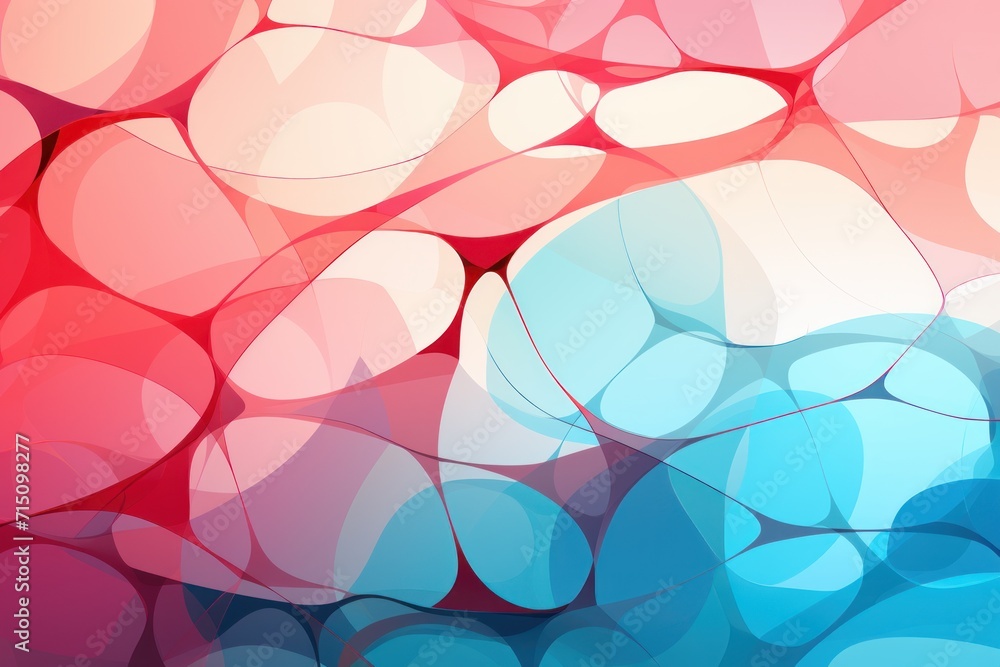 Poster a close up of a red and blue background with a bunch of bubbles on the bottom of the image and the b