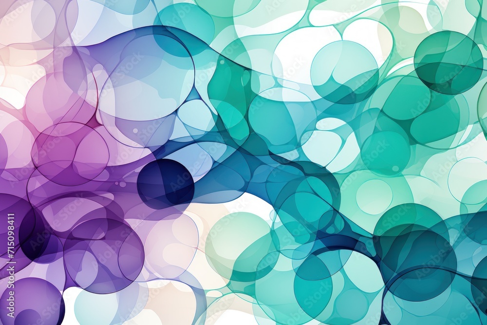 Poster a blue and purple abstract background with a lot of bubbles on the bottom of the image and a lot of 