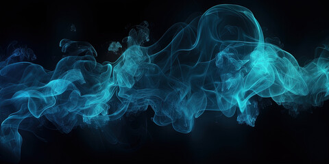 Fototapeta na wymiar Brilliant Blue Smoke on Dark Backround
