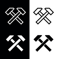 Hammer icons set. Symbol of construction or creation. Construction tool.