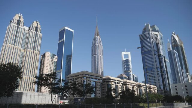 An iconic view of the high-raise buildings in Dubai.