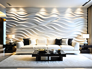 Contemporary design interior with sofa against the black table. a modern house interior design.