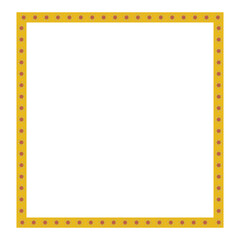 gold square frame with flower texture isolated on white with empty space